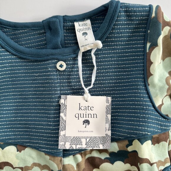 Kate Quinn Knit Dress | Long Sleeve, Cloud Print | Teal & Brown | 3T | NWT - Picture 3 of 5